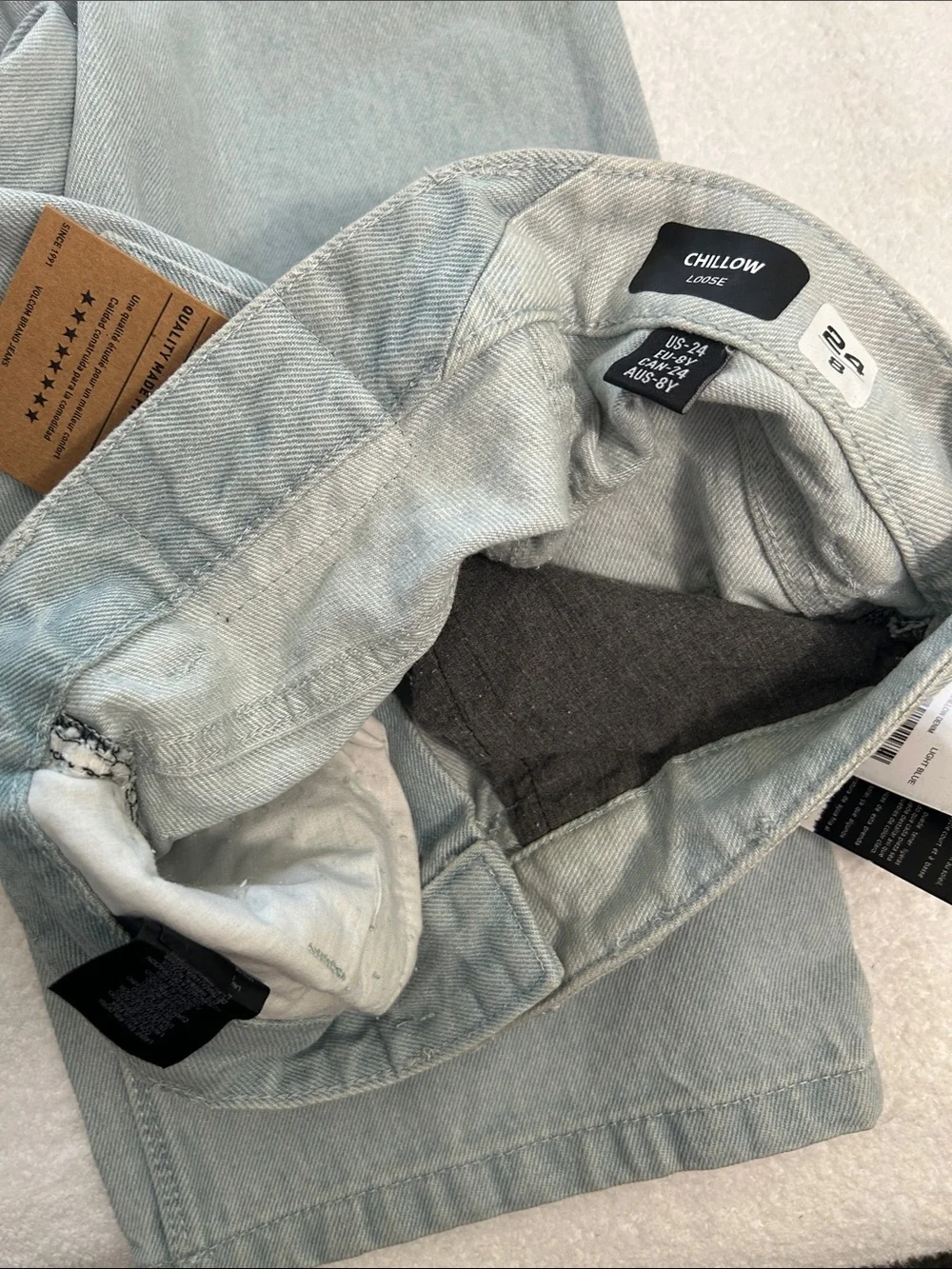 Volcom 8 (24) Jeans Big Boy Youth Chillow in Light Blue Loose Baggy Skater NWT